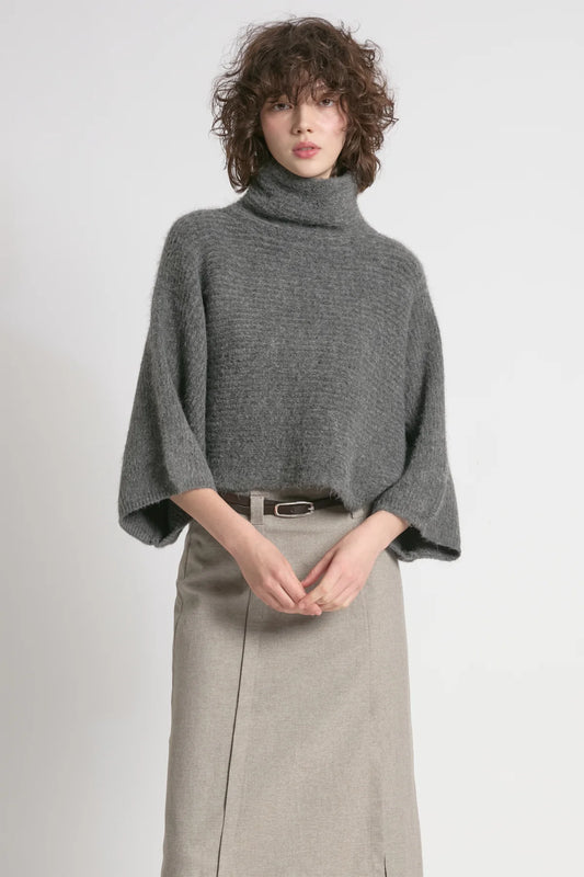 Charcoal Crop Cocoon Sweater