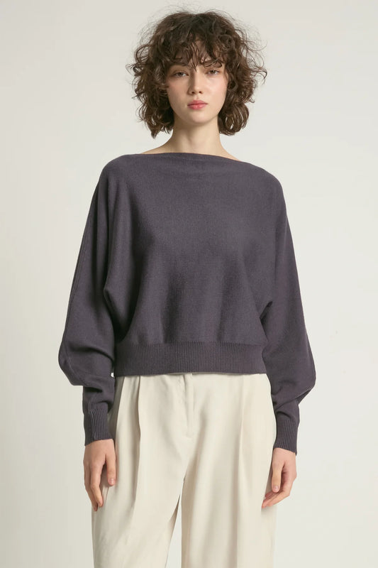 Midnight Grey Aura Crop Sweater