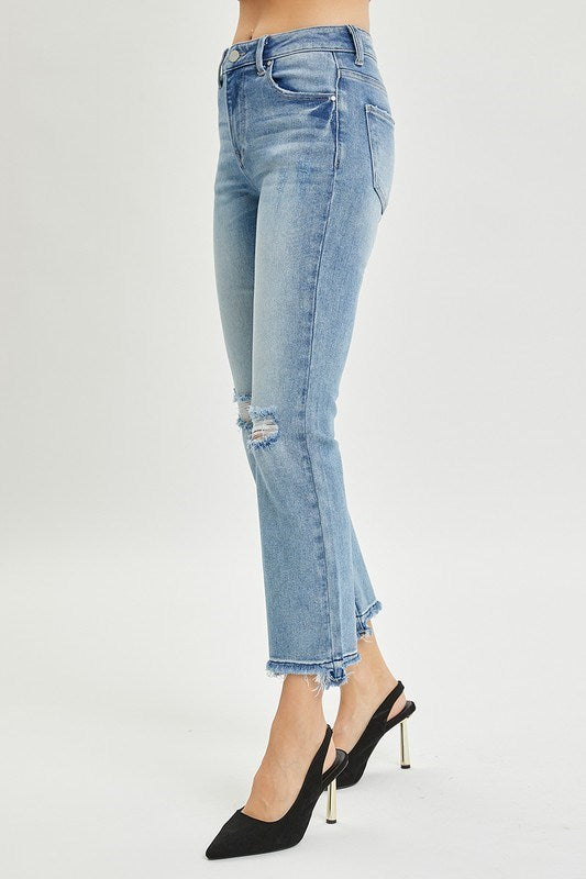 High-Rise Distressed Straight Jeans RDP5587