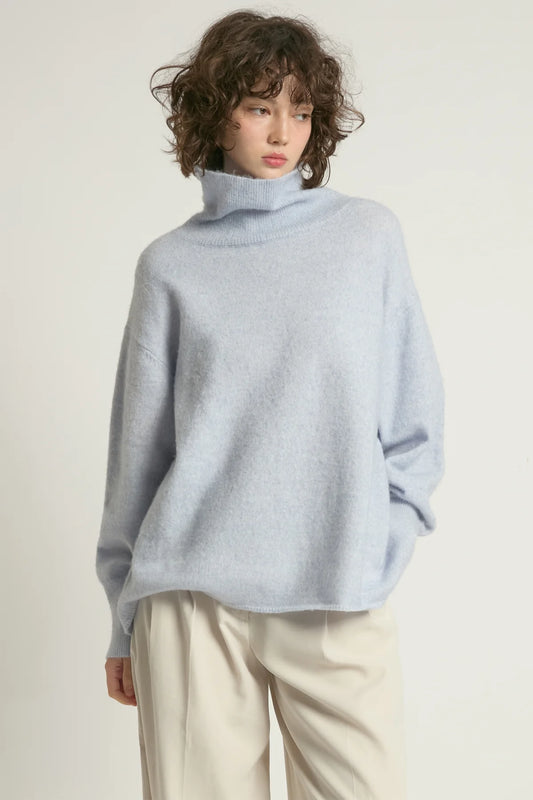 Blue Slouch Turtleneck Sweater