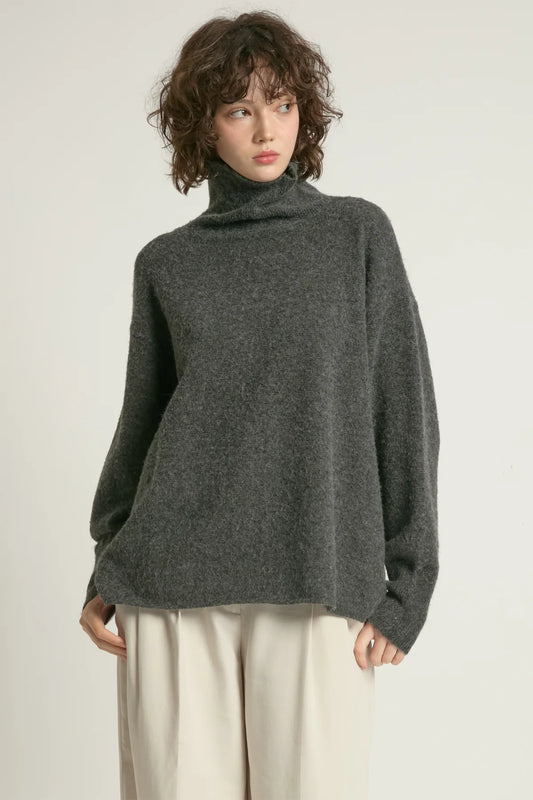 Charcoal Slouch Turtleneck Sweater