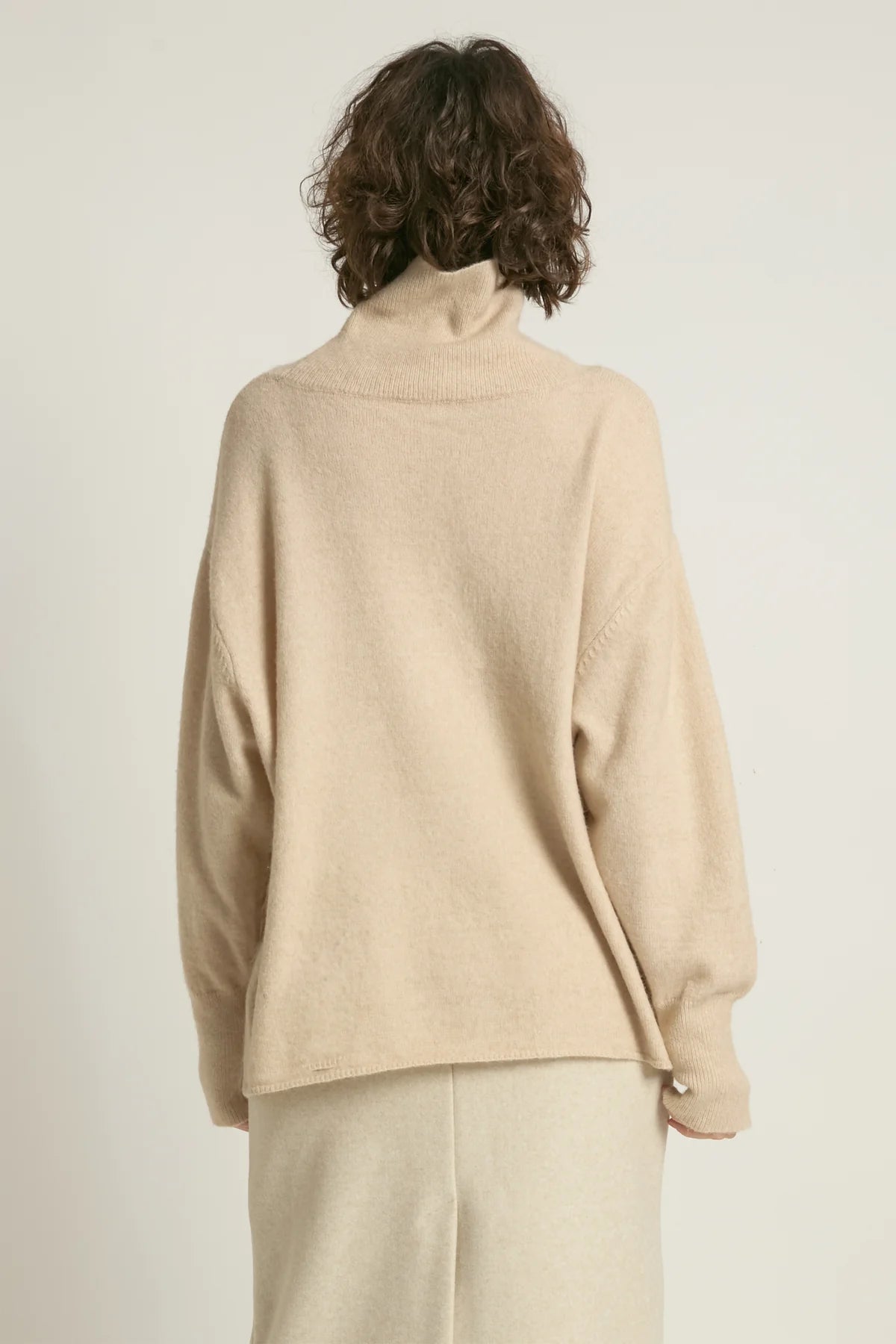 Tan Slouch Turtleneck Sweater