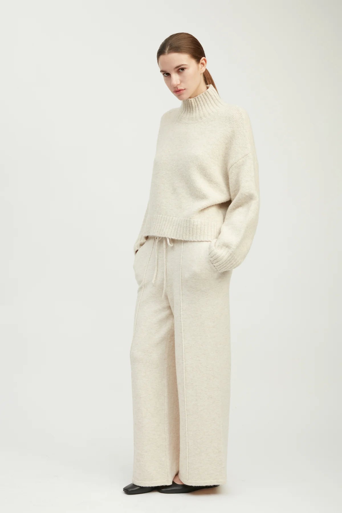 Beige Chunky Mock Turtleneck
