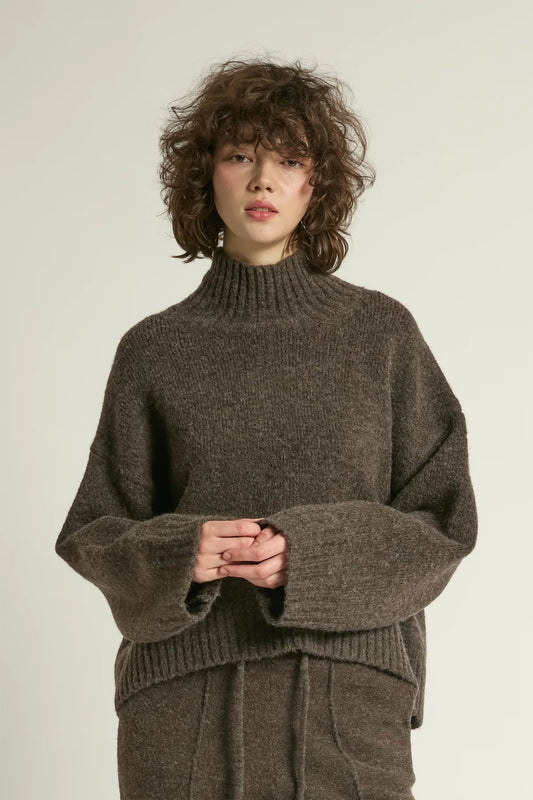 Mocha Chunky Mockneck Sweater