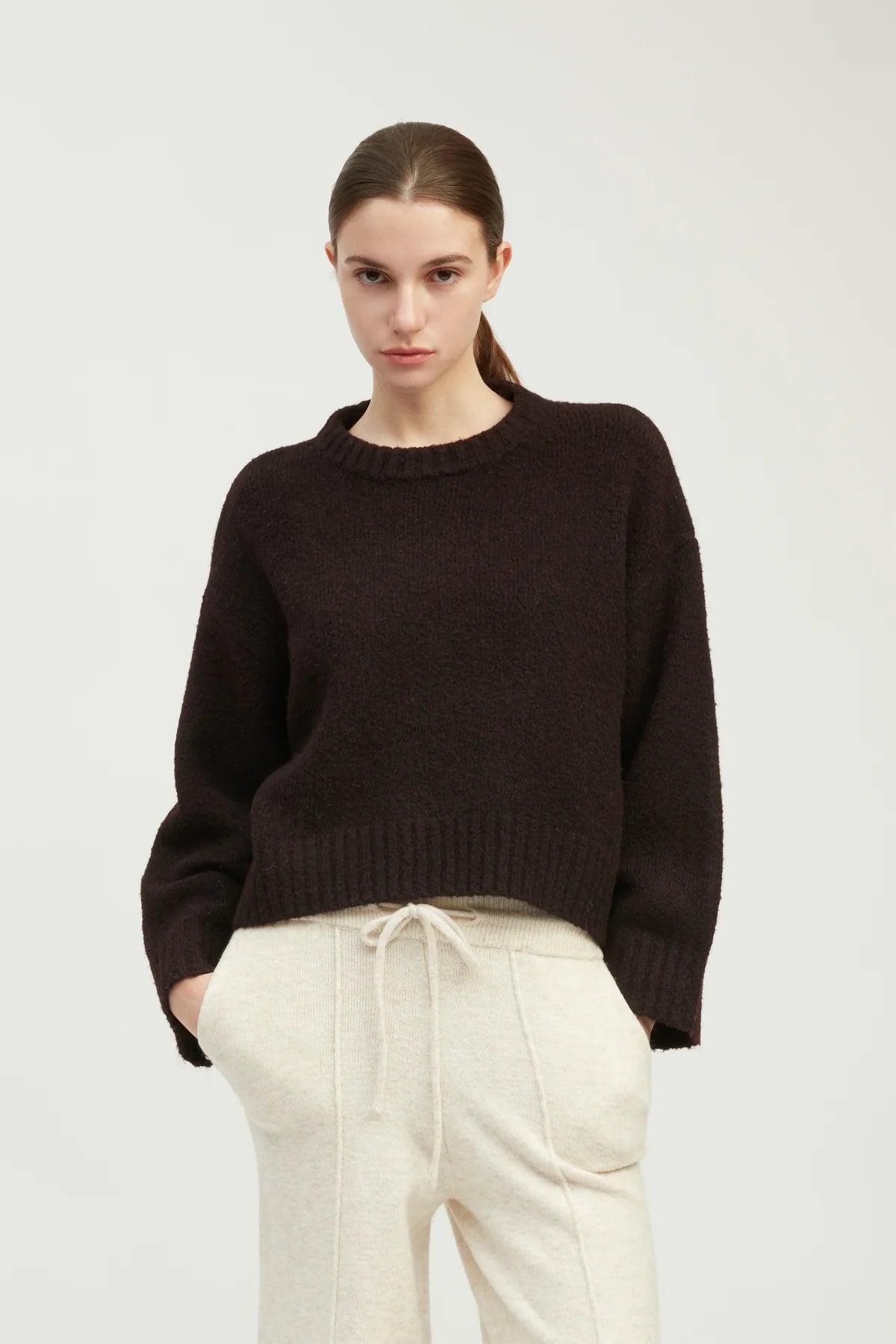 Plum Chunky Crewneck Sweater