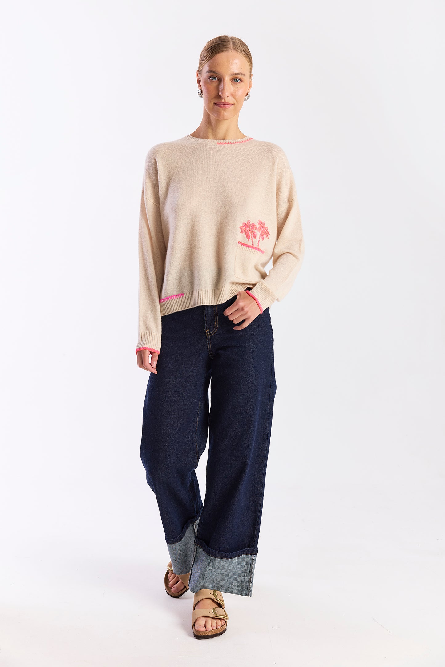 Palm Pocket Crew Sweater