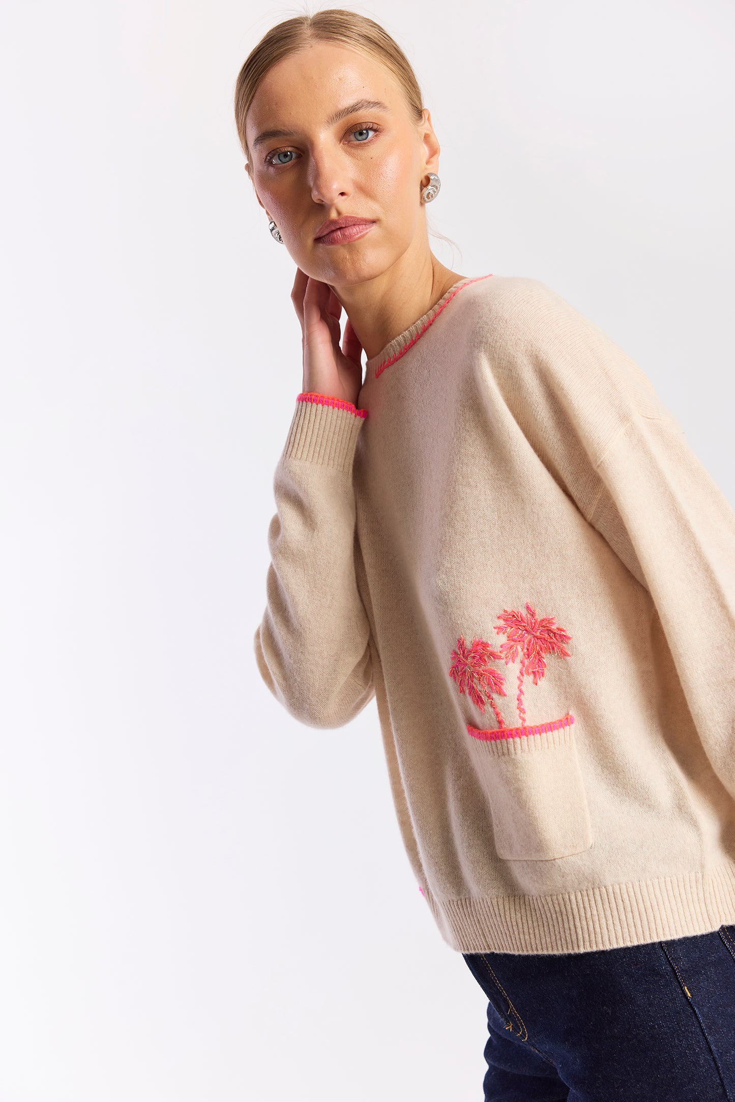 Palm Pocket Crew Sweater