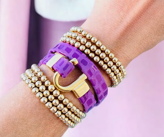 Purple Leather Horseshoe Bracelet