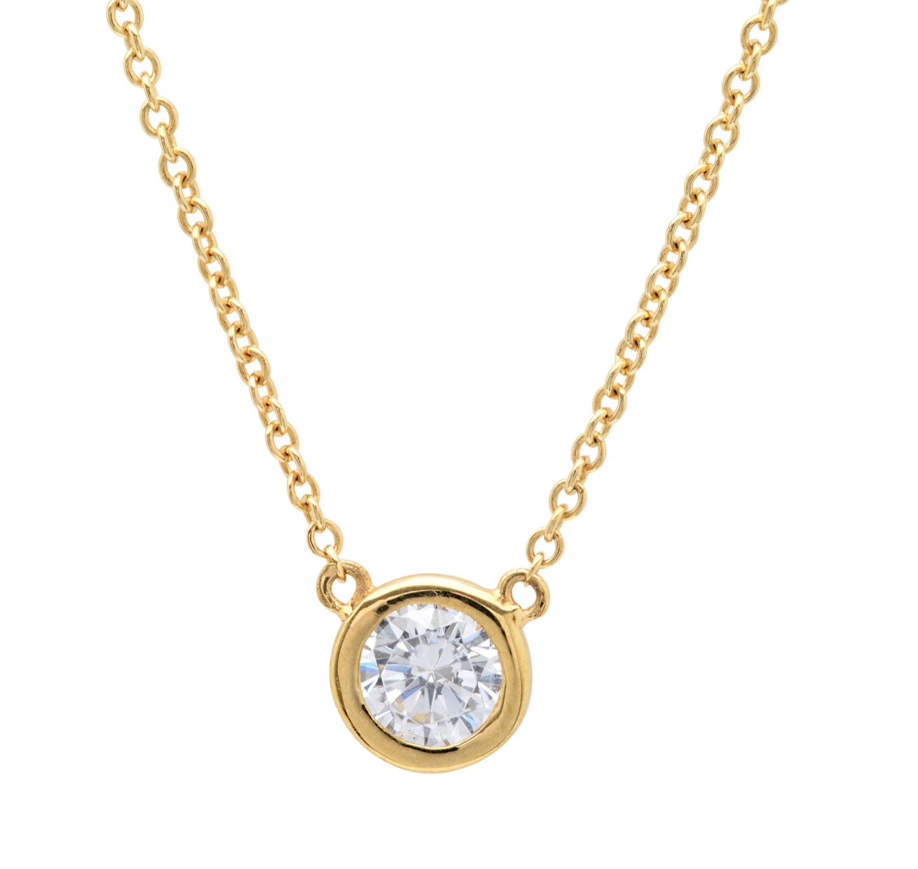 Small Bezel Pendant Necklace in Platinum - 302223N16CZ