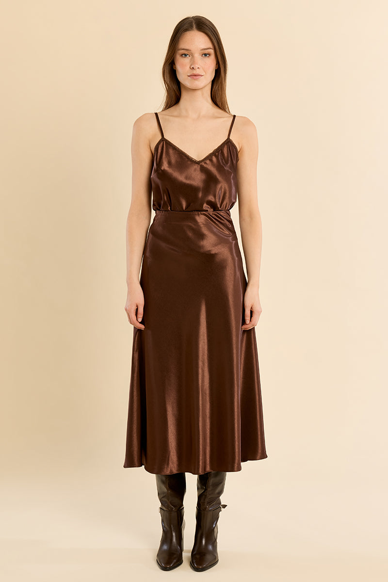 Chocolate Satin MB Skirt