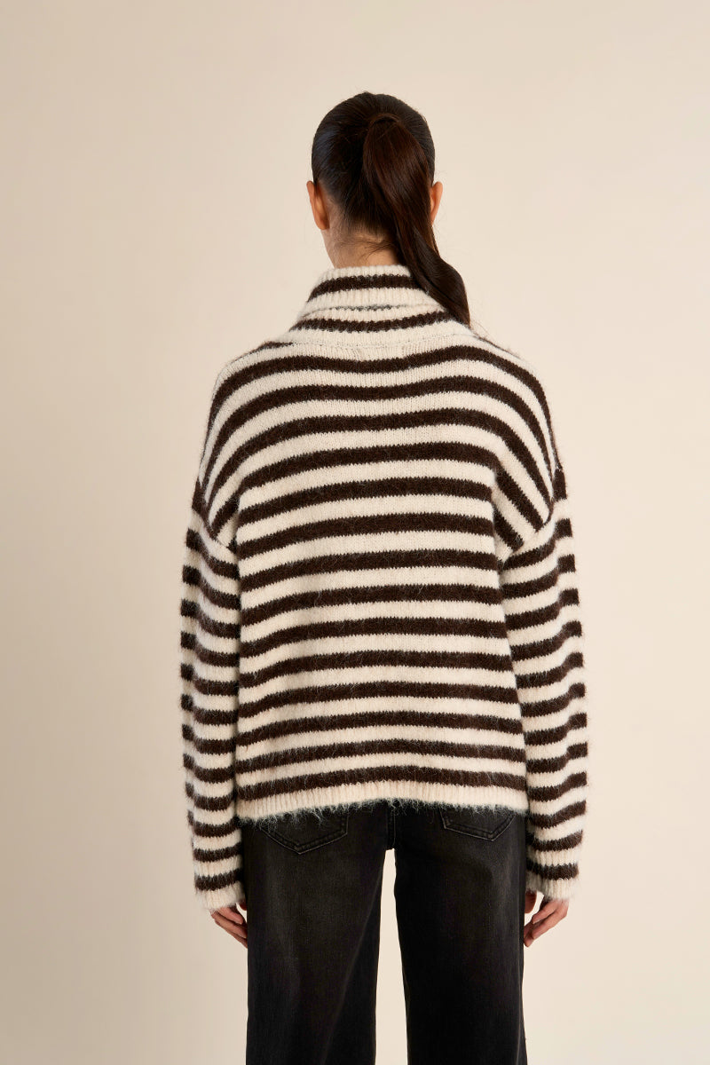 Chocolate Stripe MB Turtleneck Sweater