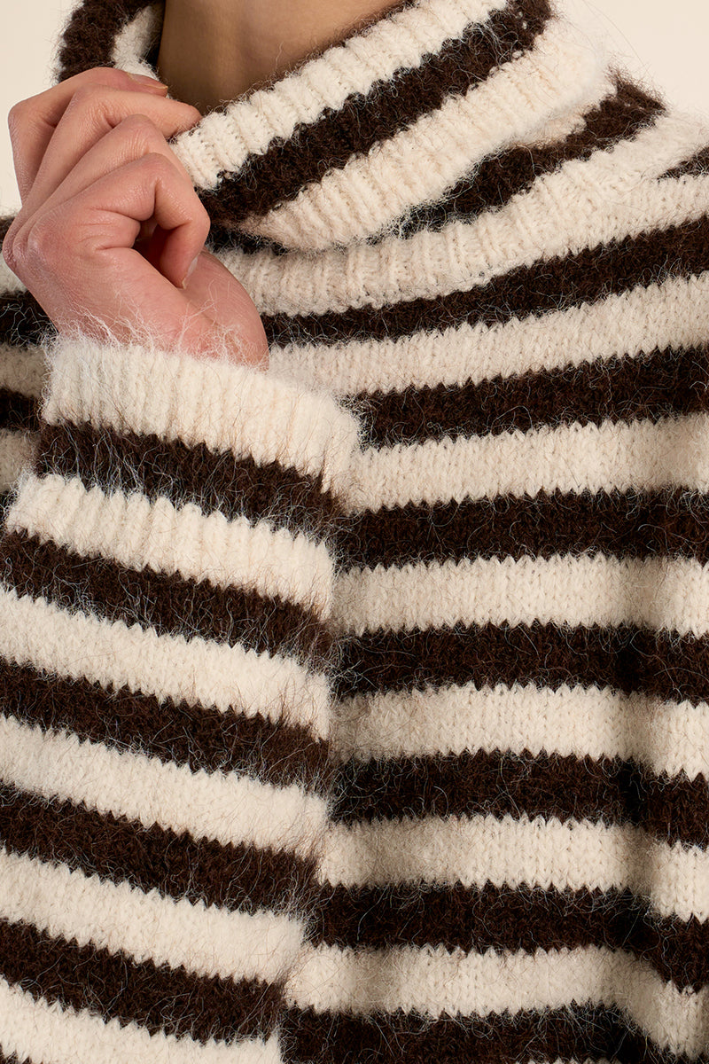 Chocolate Stripe MB Turtleneck Sweater