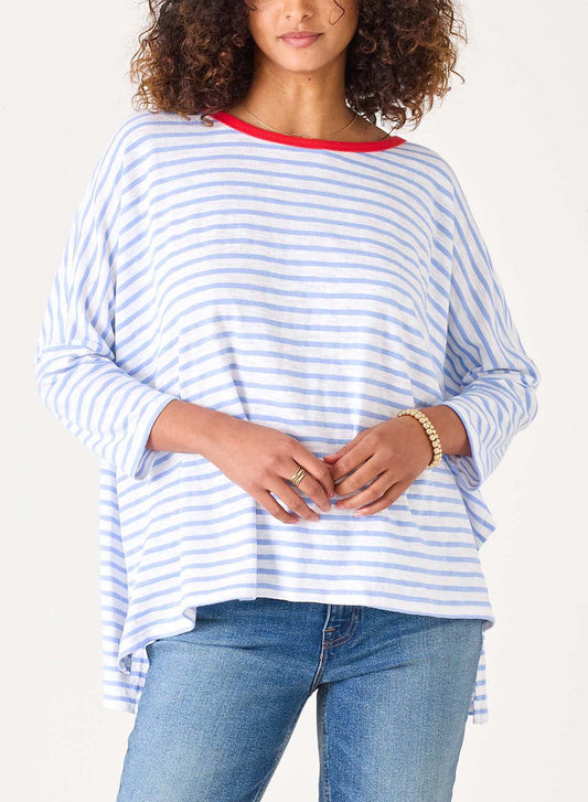 Light Blue Stripe Cotton Slub Tee