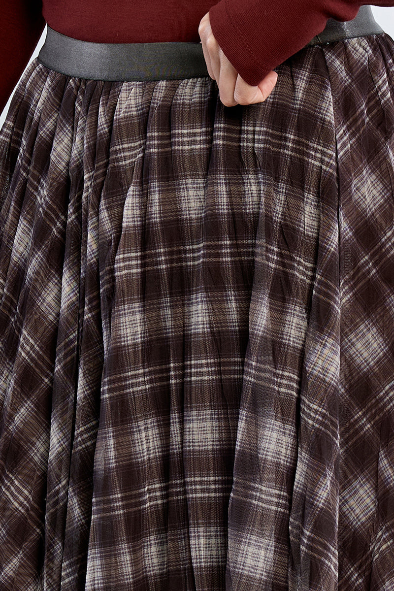 Chocolate Plaid MB Skirt