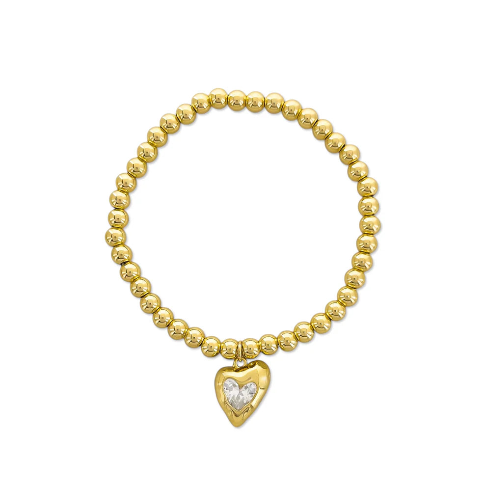 Beaded Stretch Heart Bracelet