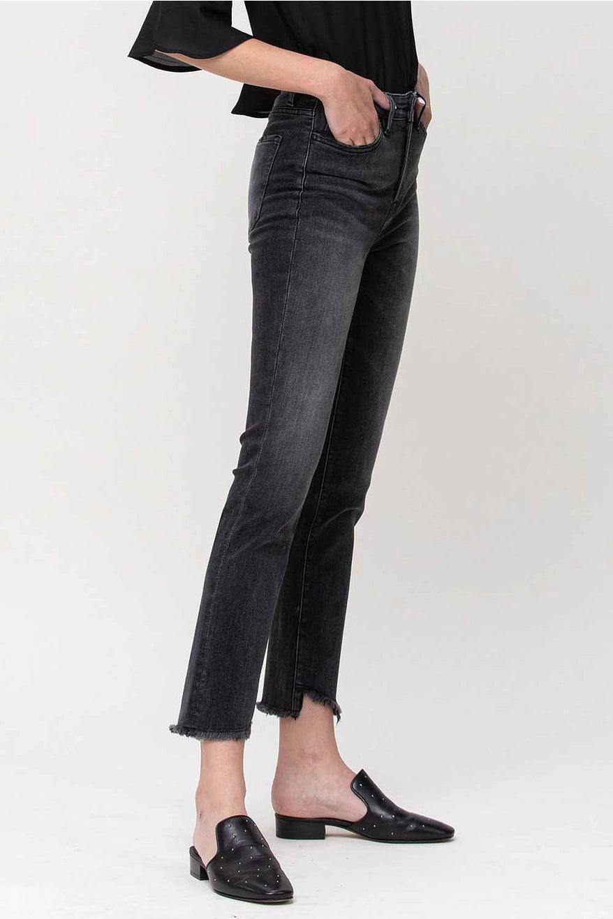 High Rise Cropped Raw Edge F4266 Jeans