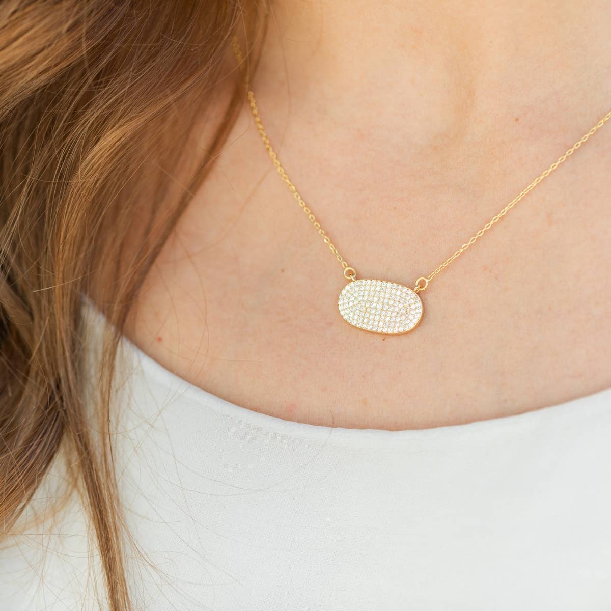 Unity Pave Oval Necklace