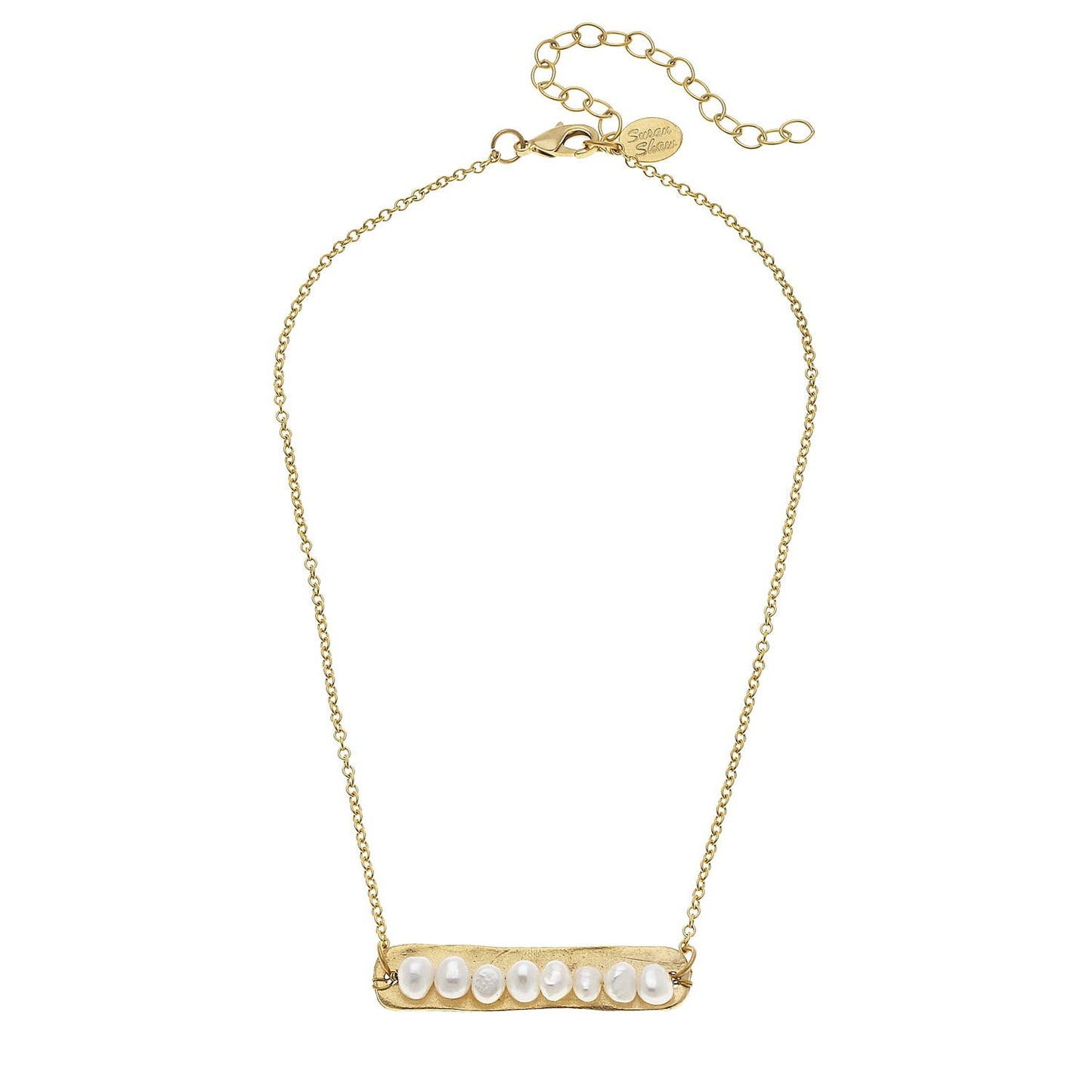 Freshwater Pearls Gold Bar Necklace