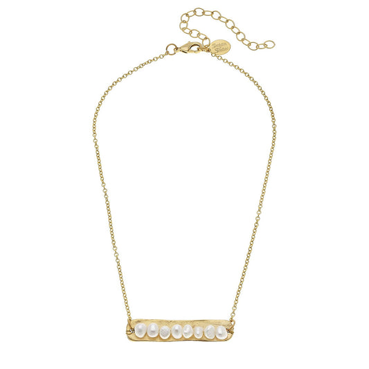 Freshwater Pearls Gold Bar Necklace