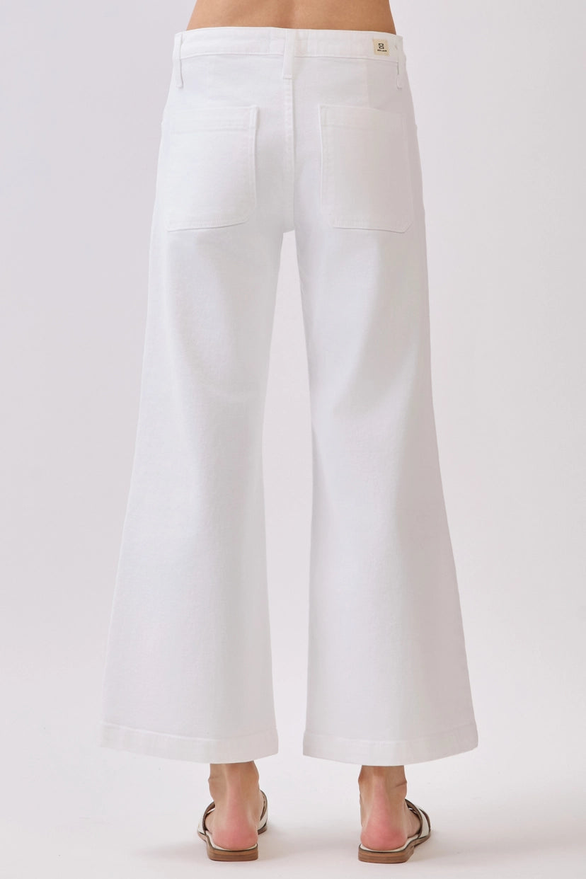 White Genoa Slant Pocket Crop Jean