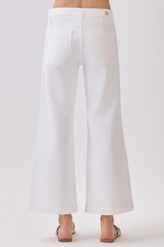 White Genoa Slant Pocket Crop Jean
