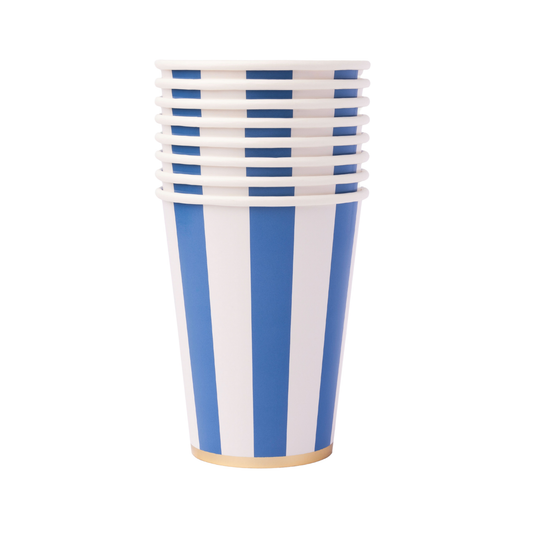 Palisades Blue Cabana Stripe Cups