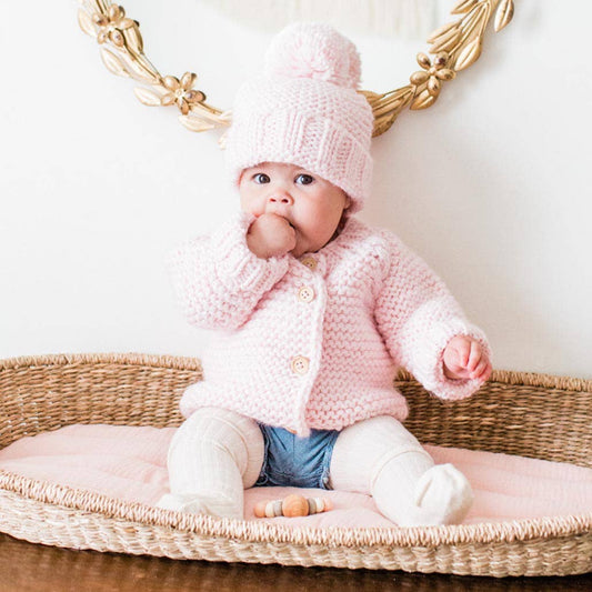 Blush Pink Garter Stitch Cardigan