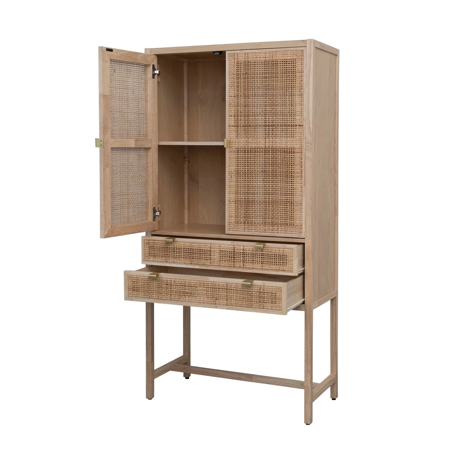 Woven Cane & Beech Wood Cabinet