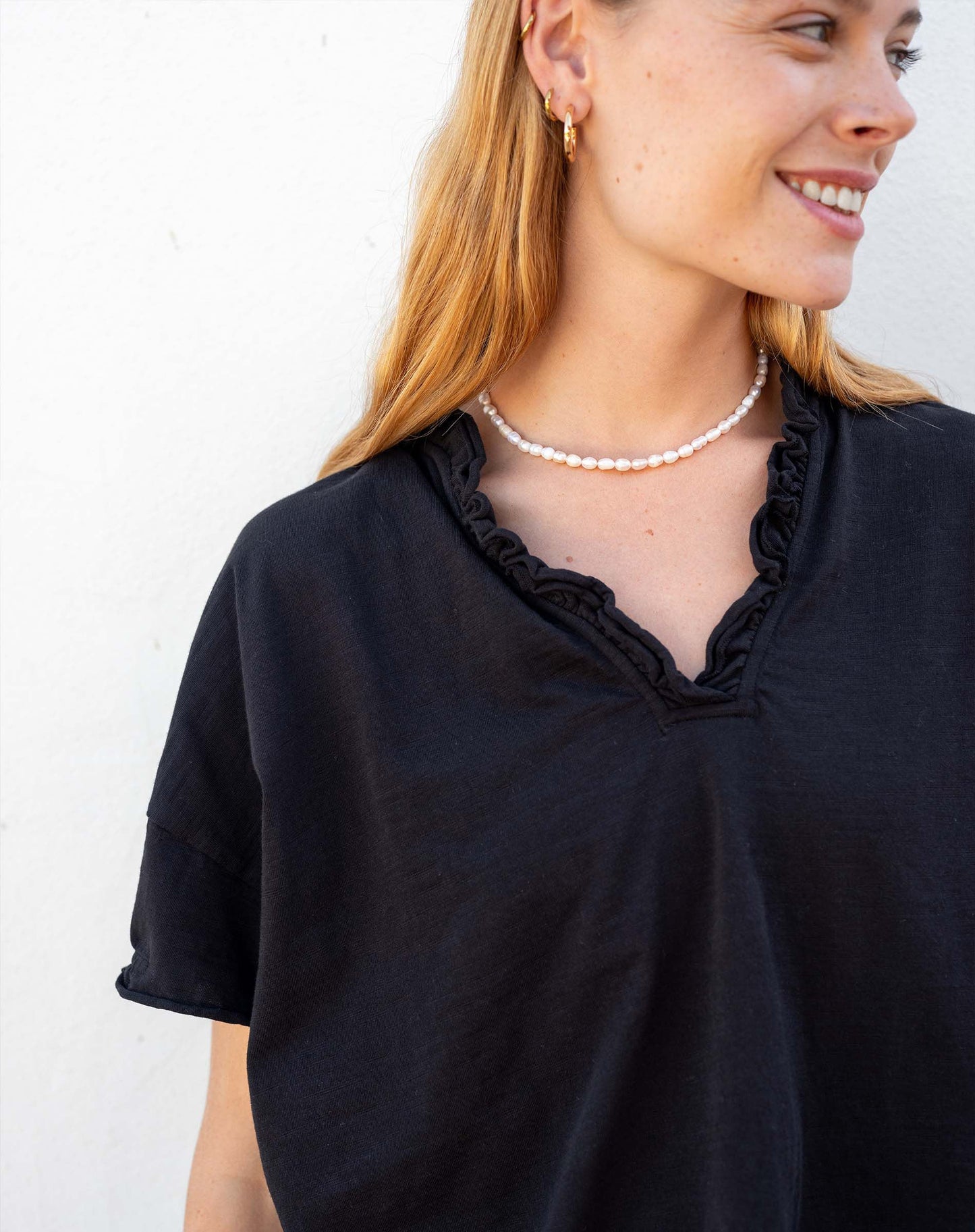 Black Amelia Ruffle Tee