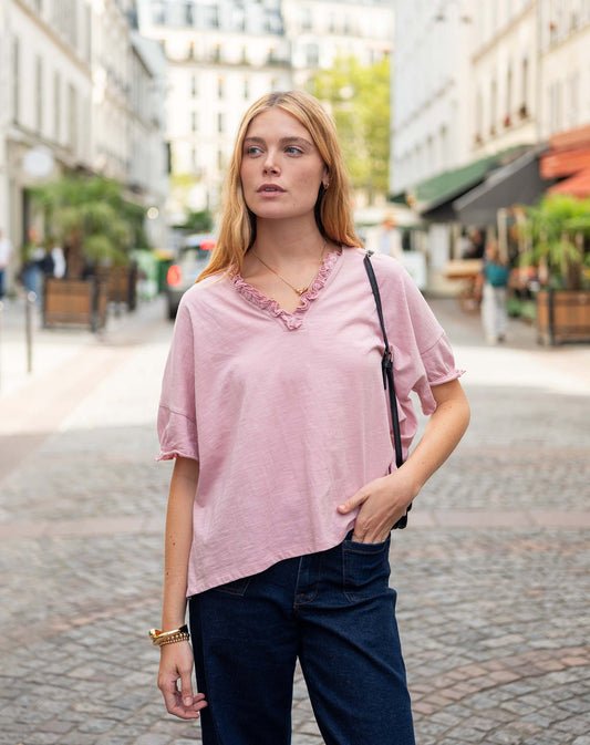 Rose Quartz Amelia Ruffle Tee