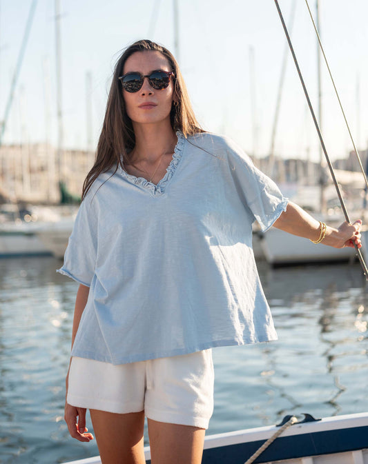 Niagara Mist Amelia Ruffle Tee