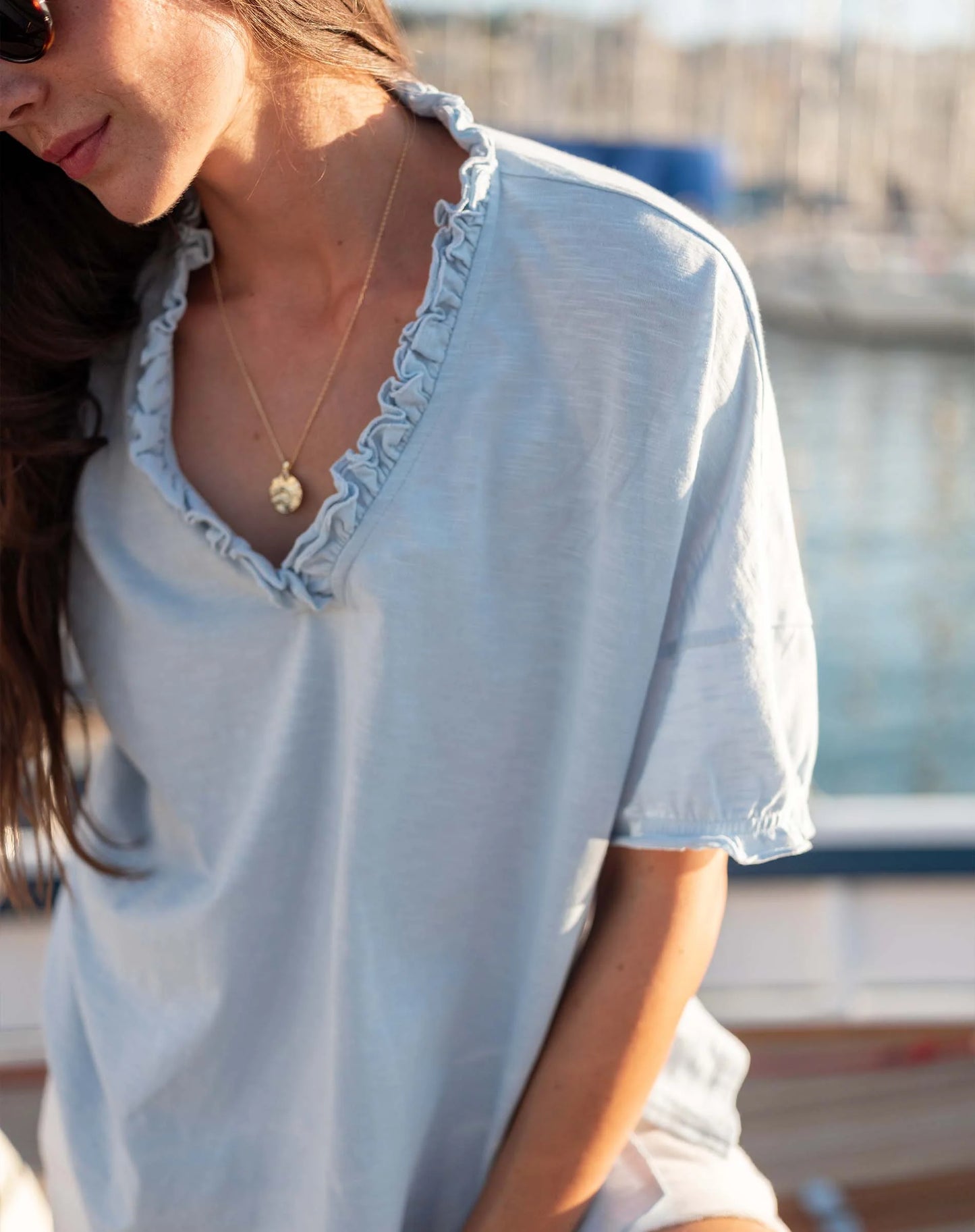 Niagara Mist Amelia Ruffle Tee