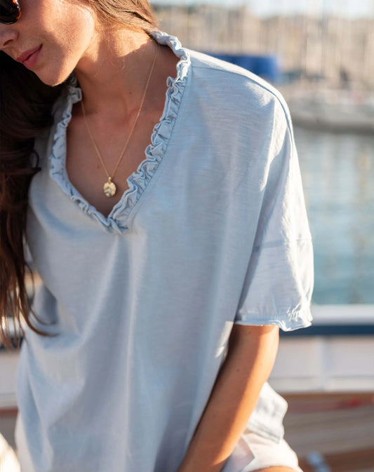 Niagara Mist Amelia Ruffle Tee