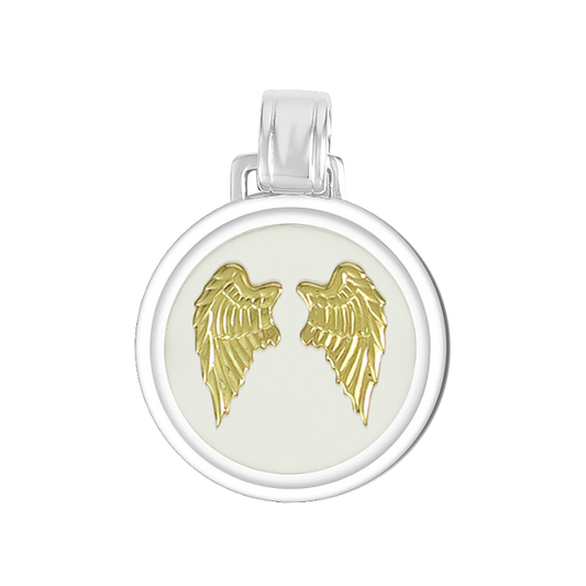 Angel Wings Heart Alpine White Silver Small Pendant