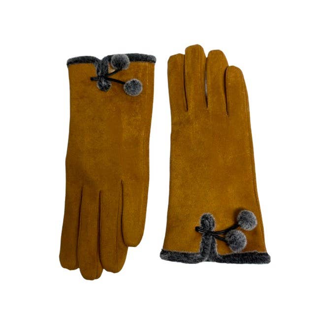 Pom Pom Ellie Faux Suede Gloves