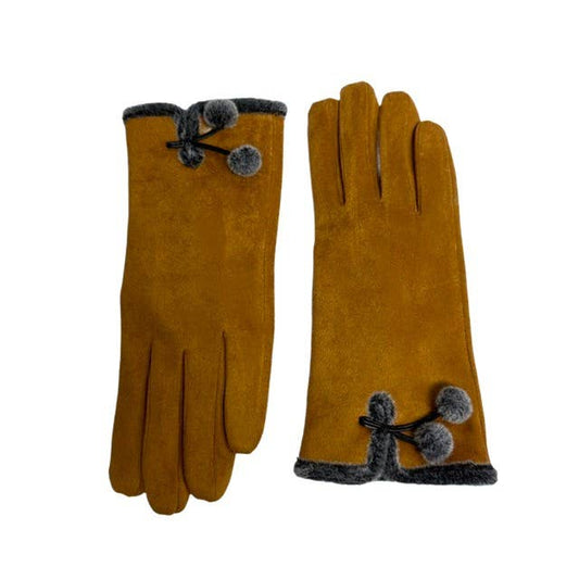 Pom Pom Ellie Faux Suede Gloves