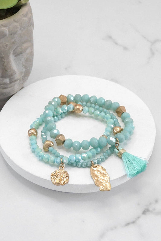 Tassel Coin Aqua Bracelet