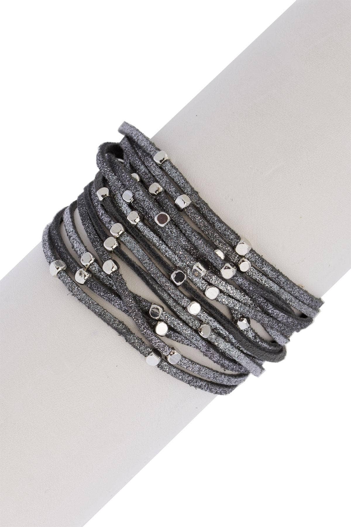 Details Metallic Leather Bracelet