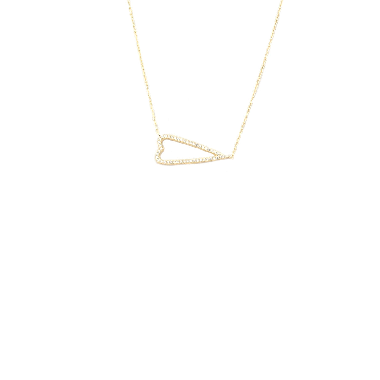 Pave Sideways Heart Necklace