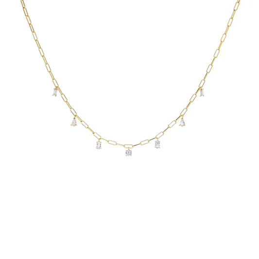 Gold Plated Cz Link Necklace