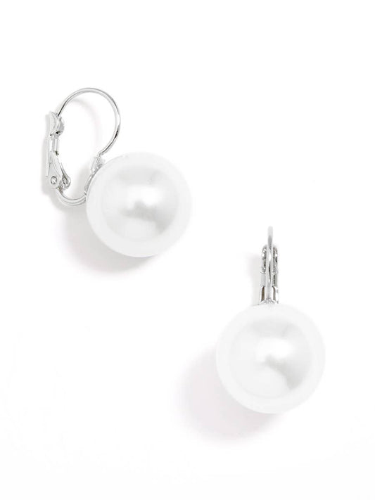 Single Pearl Drop Earring With Silver Accents