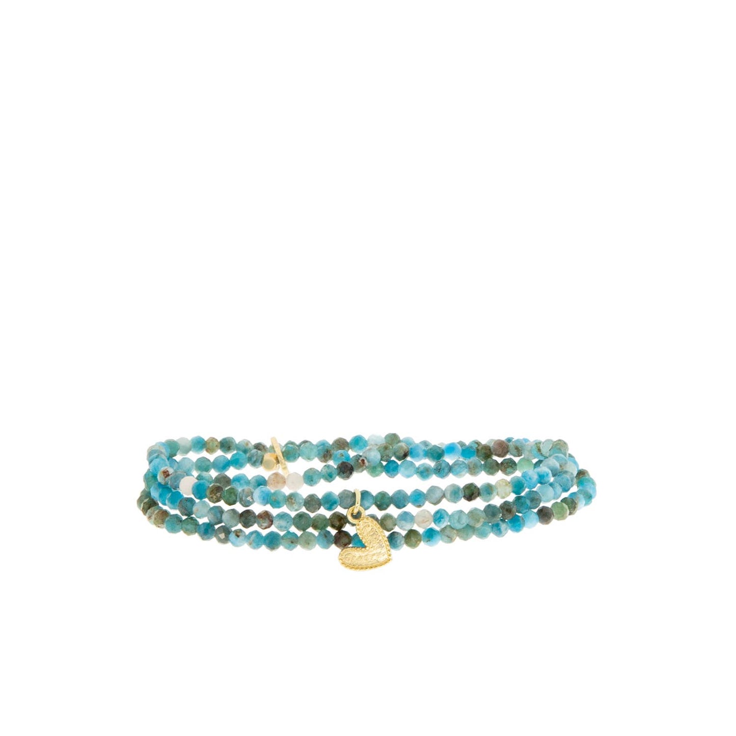 Semi precious stone stretch bracelet with heart charm