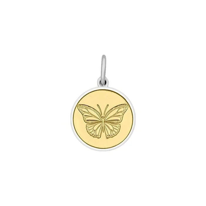 Butterfly Mixed Metal Gold Center Small Pendant