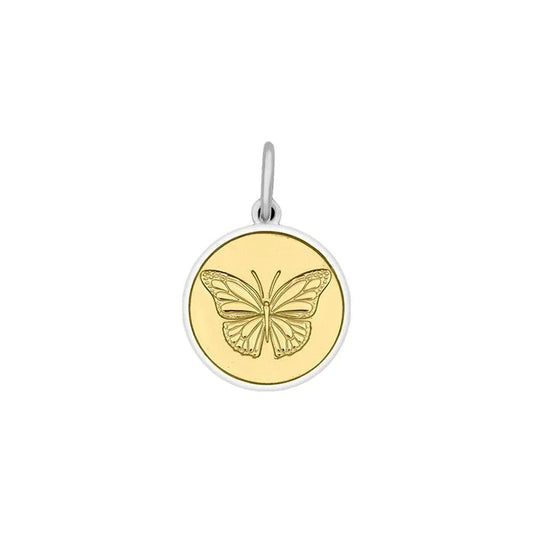 Butterfly Mixed Metal Gold Center Small Pendant