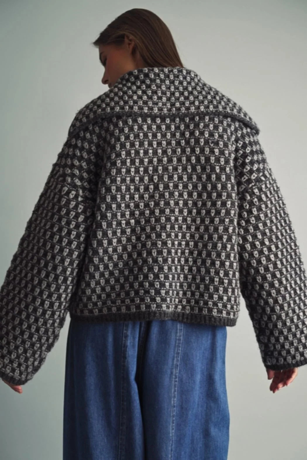Charcoal Big Collar Jacket