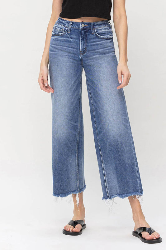 High Rise Crop Wide Leg Jeans F5204