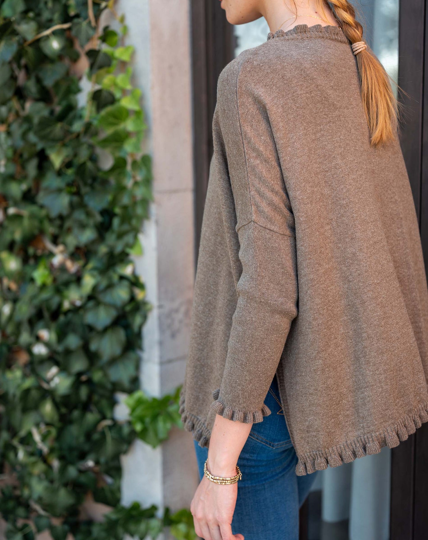 Taupe Catalina Ruffle Sweater