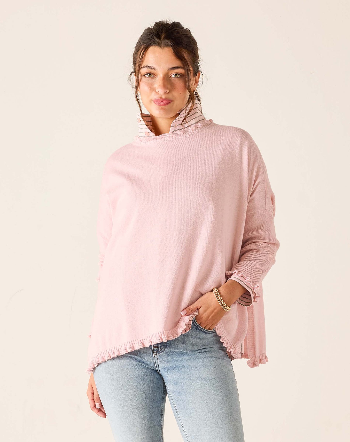 Rose Quartz Catalina Ruffle Sweater