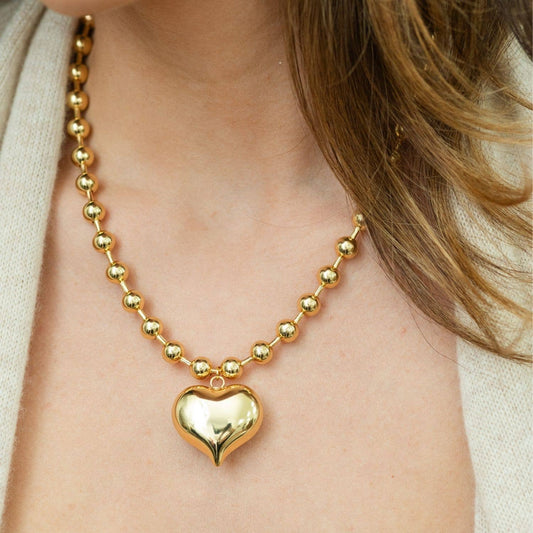 Bubble Heart Ball Chain Necklace