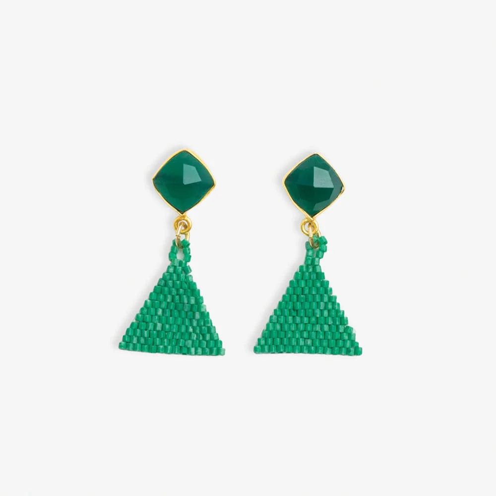 Green Celia Triangle Drop Earrings